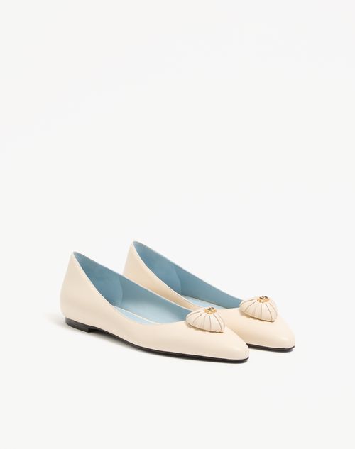 Valentino Garavani - Coeur Royal Kidskin Ballerina - Butter - Woman - Ballerinas