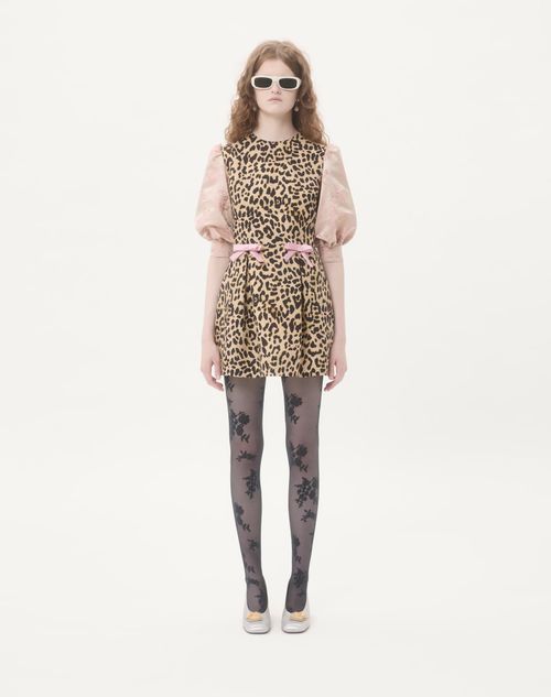 Valentino - Crepe Couture Short Dress With Animalier Print - Animal Print/rose - Woman - Dresses