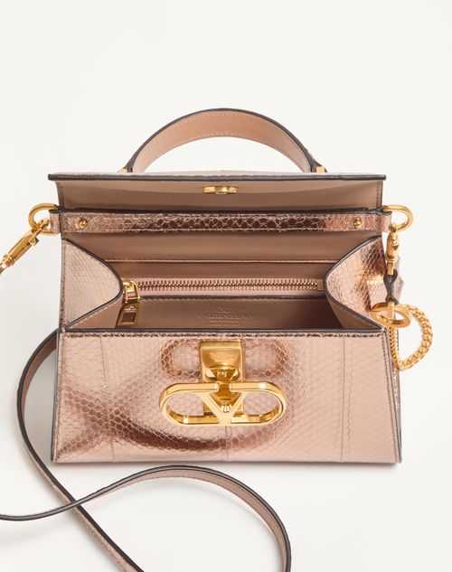 Valentino Garavani - Valentino Garavani Vsling Small Handbag In Laminated Elaphe - Pink - Woman - Top Handle Bags