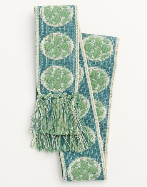 Shop Valentino Garavani Antibes Cotton Scarf With Fringe In Multicolour