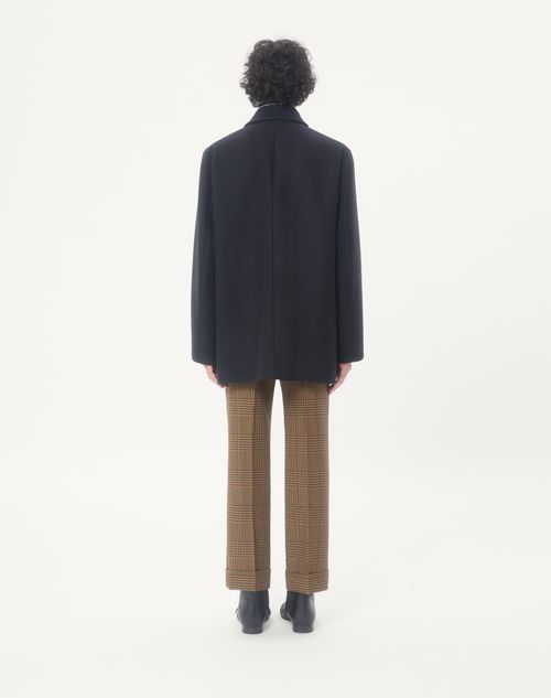 Valentino - Valentino Double-breasted Wool Felt Coat - Marine - Man - Outerwear