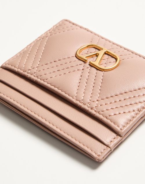 Valentino Garavani - Valentino Garavani Quiltie 67 Cardholder In Quilted Nappa Leather - Rose Cannelle - Woman - Wallets And Small Leather Goods