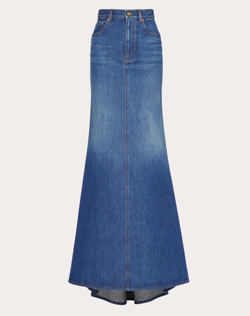 Shop Valentino Long Denim Skirt Woman Denim 42 In デニム