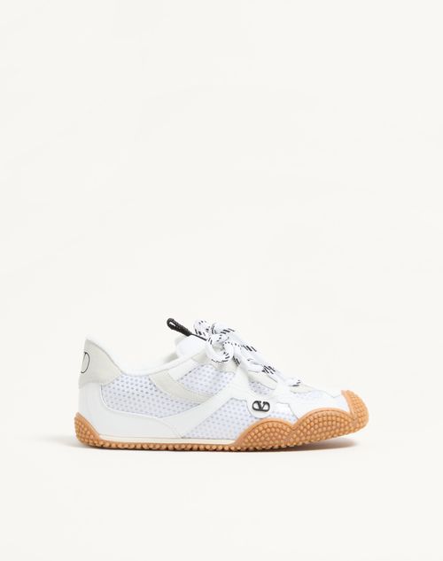 Valentino Garavani Amphibia Sneaker In Rubberised Calfskin And Split Leather Woman White 39