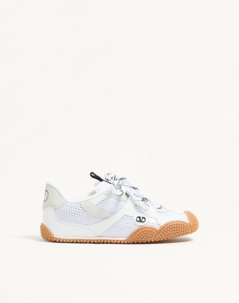 Valentino Garavani Amphibia Sneaker In Rubberised Calfskin And Split Leather Woman White 41
