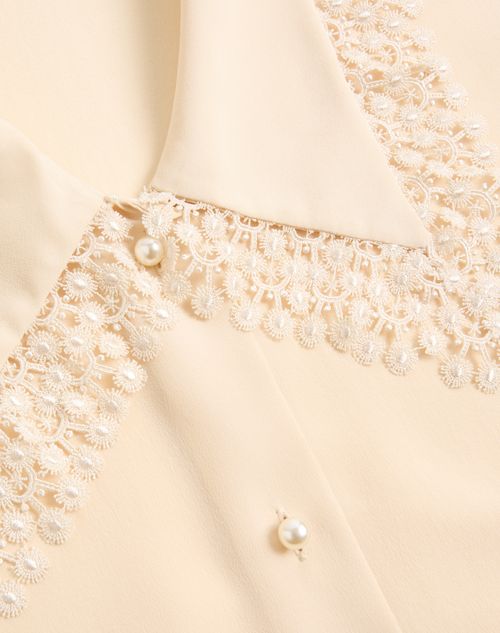 Valentino - Chemise En Crêpe De Chine - Ivoire - Femme - Chemises Et Tops
