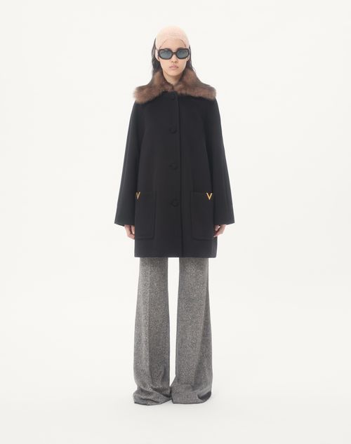 Valentino - Wool Drap Coat - Black - Woman - Coats And Outerwear