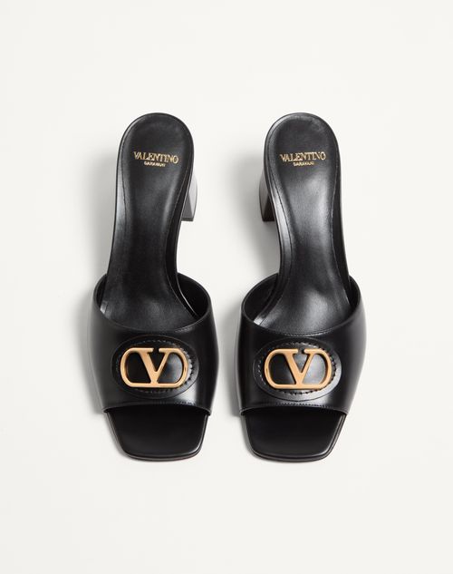 Valentino Garavani - Vlogo Signature Slide Sandal In Calfskin 60mm - Black - Woman - Sandals