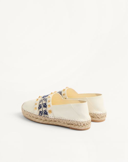 Valentino Garavani - County Espadrille In Nappa With Grape Embroidery 20mm - Ivory/natural/blue - Woman - Espadrilles And Wedges