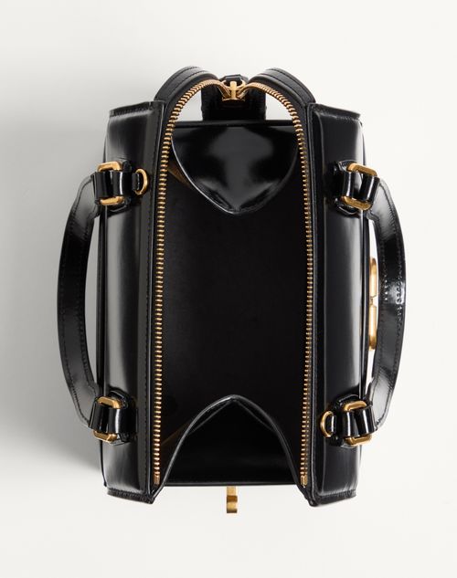 Valentino Garavani - Bolso Para Estuche De Bolos Valentino Garavani Vain De Cuero De Becerro Brilloso - Negro - Mujer - Bolsos Shopping