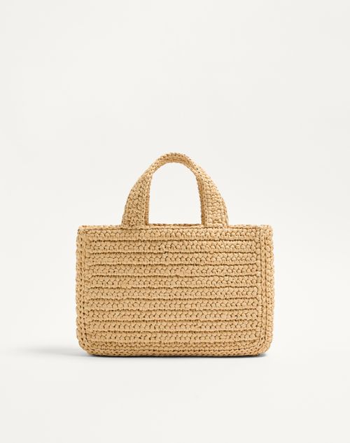 Valentino Garavani - Valentino Garavani Viva Superstar Small Shopping Bag In Raffia - Natural/butter - Woman - Totes