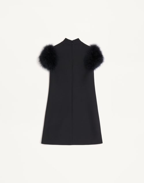 Valentino - Robe Courte En Crêpe Couture Avec Plumes - Noir - Femme - Robes