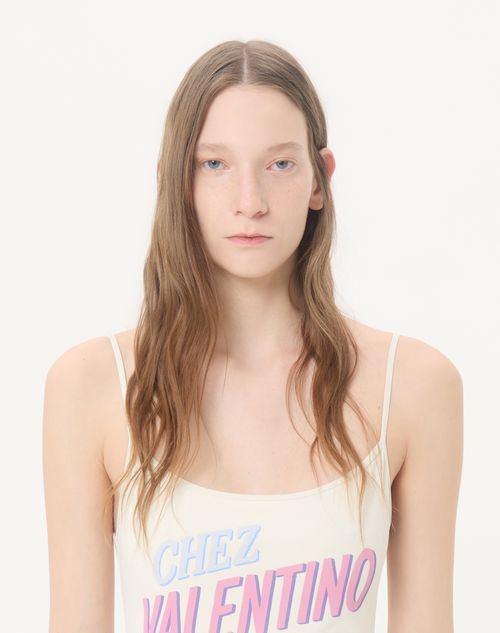 Valentino - One-piece Swimsuit With Chez Valentino 1960 Print - Ivory/multicolor - Woman - Beachwear