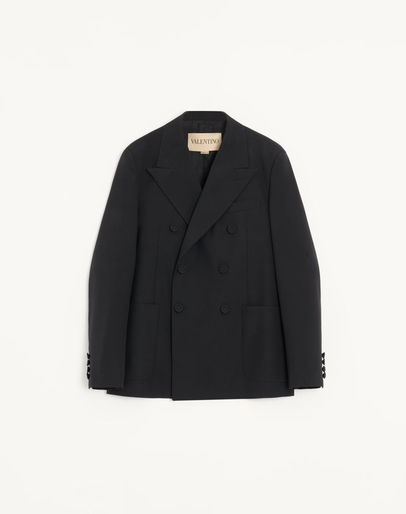 Valentino Men's Black Double-Breasted Wool Jacket Man 58