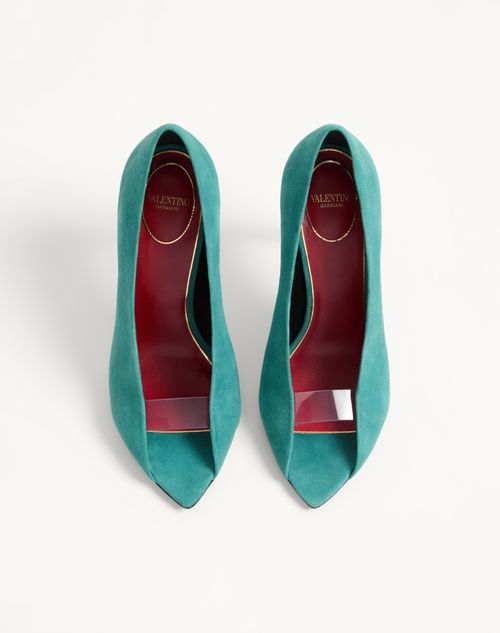 Valentino Garavani - Open Toe Révélé Suede Pumps 105mm - Aquamarine - Woman - Pumps