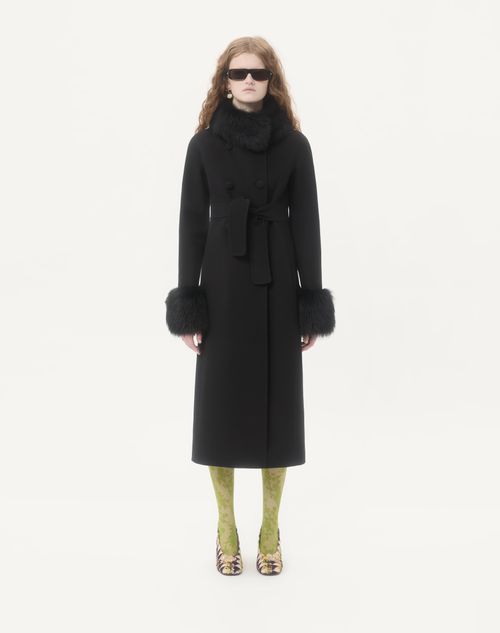 Valentino - Compact Drap Coat - Black - Woman - Coats And Outerwear