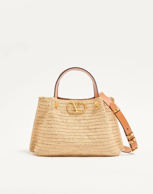 Valentino Garavani Bolso De Compras Pequeño Valentino Garavani De Rafia Mujer Natural Un Tamaño