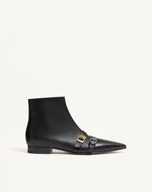Valentino Garavani Mockers Calfskin Ankle Boot Man Black 44