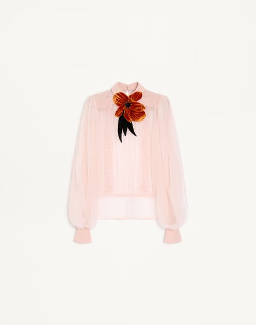 Valentino Embroidered Organza Top Woman Pink 40