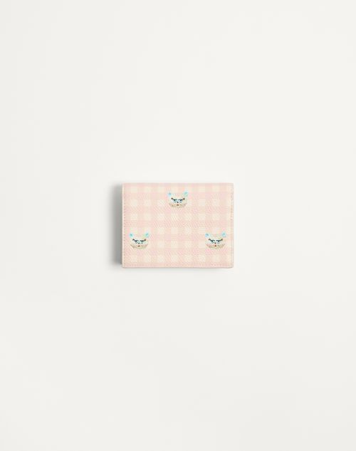 Valentino Garavani - Vlogo Signature Wallet In Le Chat De La Maison Grainy Calfskin - Pink/ivory - Woman - Wallets And Small Leather Goods