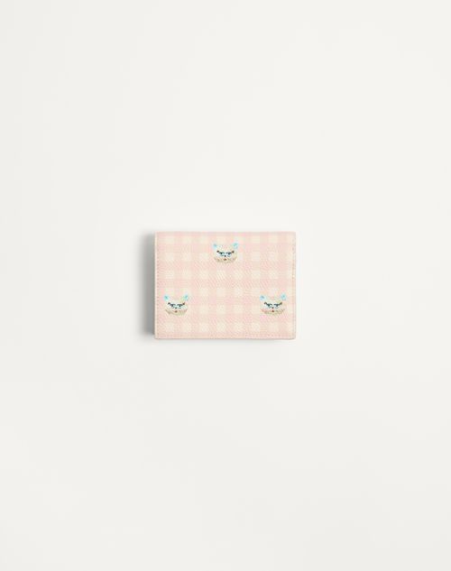 Valentino Garavani - Vlogo Signature Wallet In Le Chat De La Maison Grainy Calfskin - Pink/ivory - Woman - Wallets And Small Leather Goods