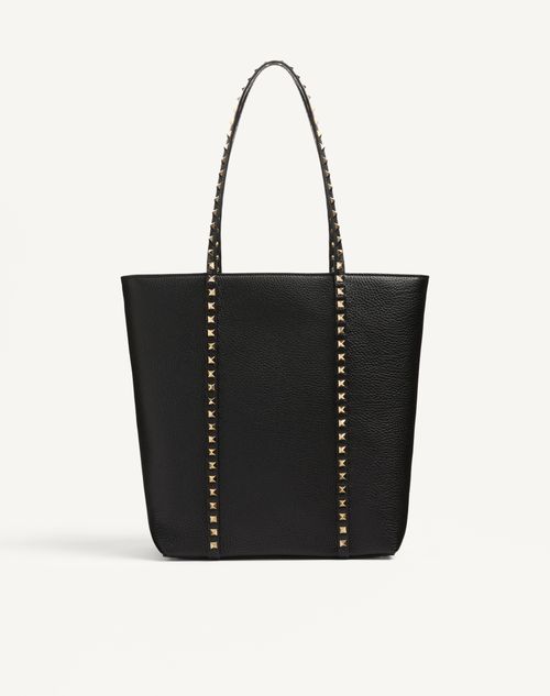 Valentino Garavani - Valentino Garavani Rockstud Shopping Bag In Grainy Calfskin - Black - Woman - Totes