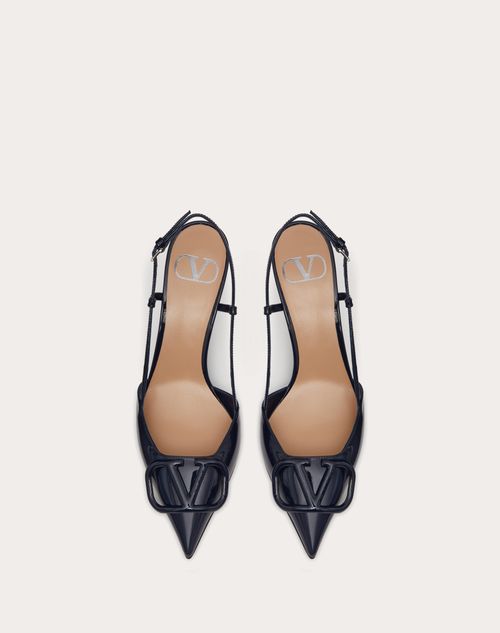 Valentino Garavani - Vlogo Signature Patent Leather Slingback Pump 80mm - Marine - Woman - Pumps