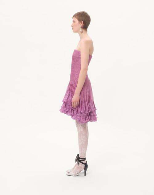 Valentino - Plusdepois Print Chiffon Dress - Absolute Rose/black - Woman - Dresses