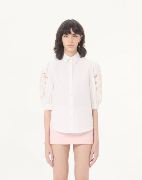Valentino - Cotton Popeline Shirt - White - Woman - Shirts And Tops