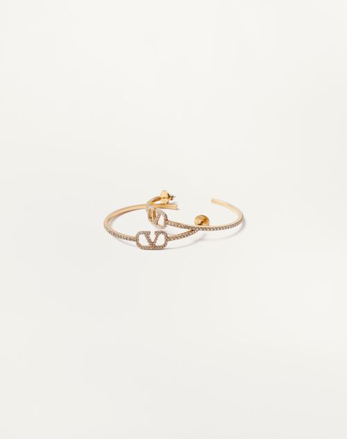 Valentino Garavani Vlogo Signature Metal And Swarovski® Crystal Earrings Woman Gold Uni