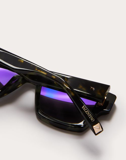 Valentino - Xxii - Rectangular Acetate Frame - Black - Unisex