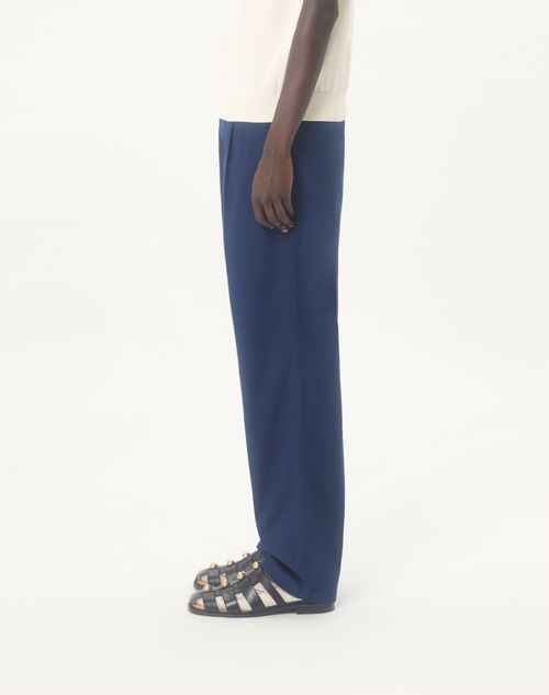 Valentino - Valentino Trousers In Cotton Gabardine - Cobalt - Man - Trousers And Shorts