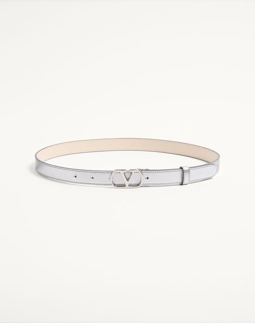 Valentino Garavani - Vlogo Signature Belt In Laminated Calfskin 20 Mm - Silver - Woman - Belts