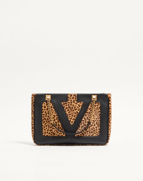 Valentino Garavani - Valentino Garavani Viva Superstar Small Shopping Bag In Pony-effect Calfskin - Animal Print - Woman - Totes