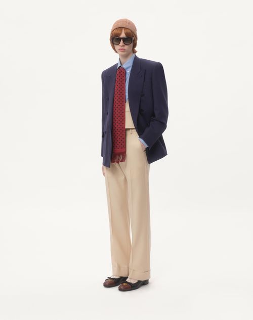 Valentino - Double-breasted Jacket In Wool Gabardine - Indigo - Man - Coats And Blazers