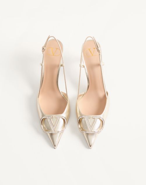 Valentino Garavani - Vlogo Glow Laminated Nappa Slingback Pump 80 Mm / 3.15 In. - Platinum - Woman - Pumps And Slingbacks