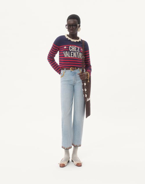 Valentino - Cotton Jumper - Provence Blue/paris - Woman - Knitwear