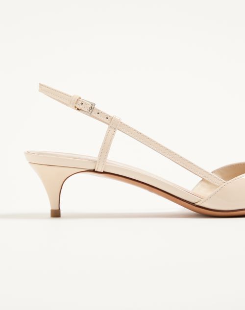 Valentino Garavani - Vlogo Signature Patent Leather Slingback Pump 40mm - Ivory - Woman - Pumps And Slingbacks