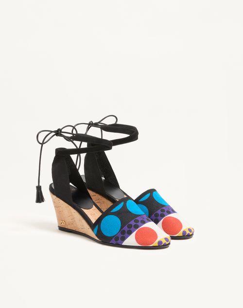 Valentino Garavani - La Cruisette Wedge In Optical Pois Canvas 75mm - Multicolour - Woman - Espadrilles And Wedges