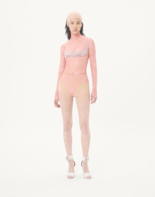 Valentino - Floral Lace Body - Peach Rose - Woman - Shirts And Tops