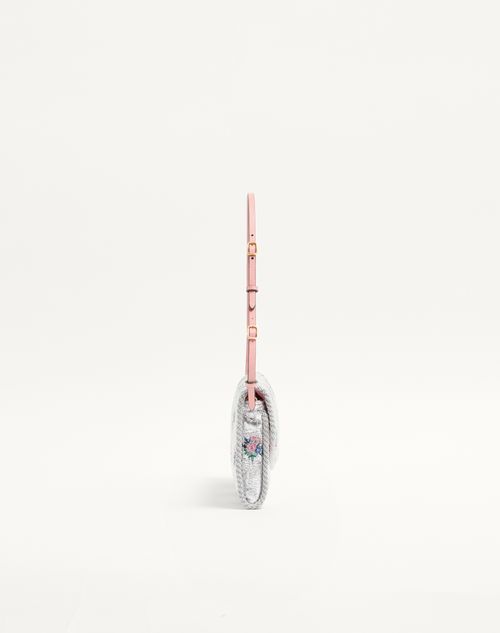 Valentino Garavani - Valentino Garavani Devain Small Shoulder Bag In Floral Lurex Jacquard Fabric - Silver - Woman - Shoulder Bags