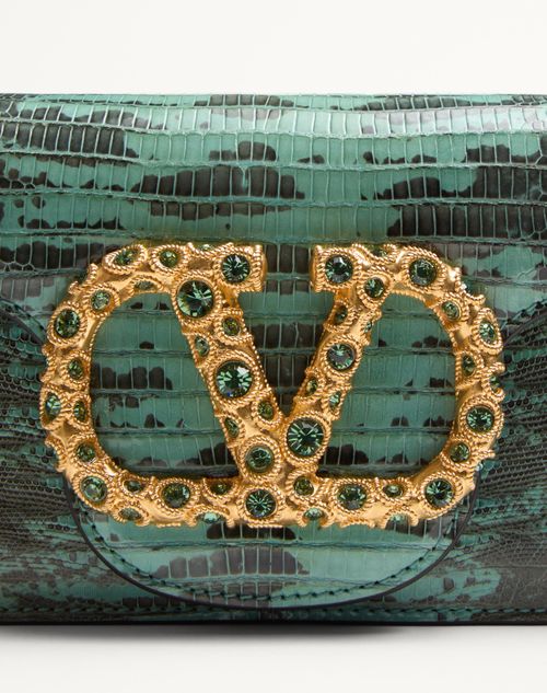 Valentino Garavani - Valentino Garavani Locò Small Shoulder Bag In Tejus With Jewel Logo - Ice Green/erinite - Woman - Shoulder Bags