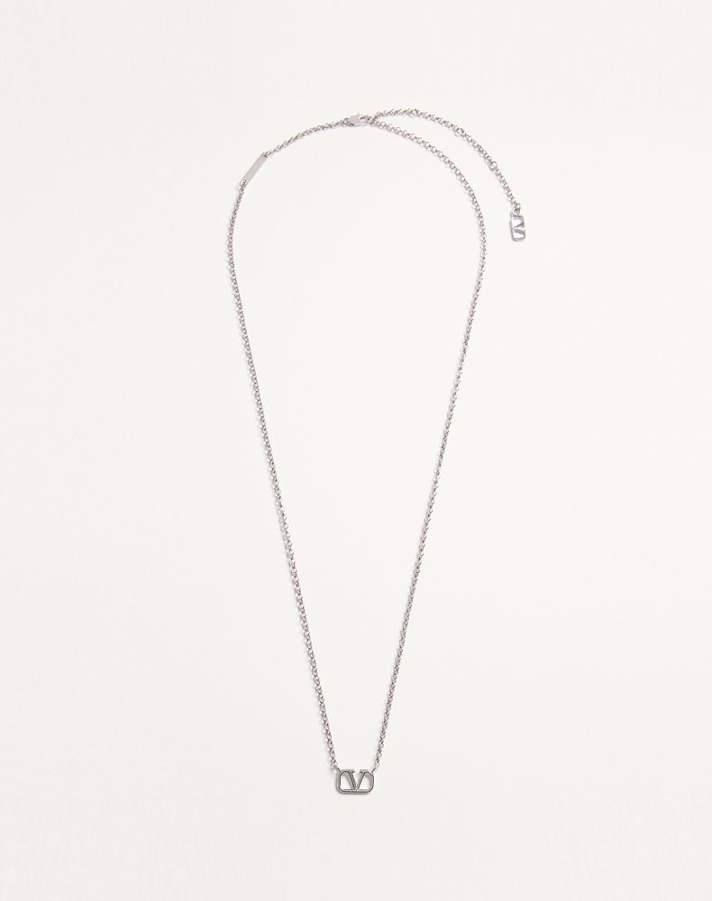 Valentino Garavani Men's Transparent Vlogo Signature Metal Necklace Man Uni