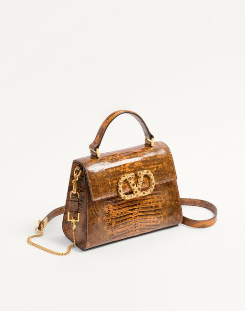 Valentino Garavani - Valentino Garavani Vsling Small Handbag In Tejus With Jewel Logo - Straw/smoked Topaz - Woman - Top Handle Bags