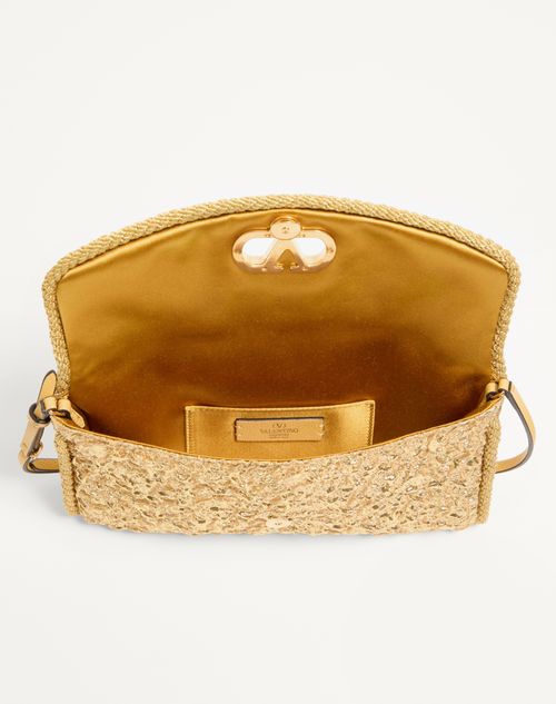 Valentino Garavani - Valentino Garavani Devain Small Shoulder Bag In Cloqué Jacquard Fabric. - Gold - Woman - Shoulder Bags
