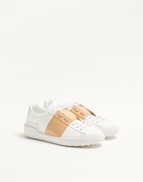 Valentino Garavani - Calfskin Open Sneaker - White/beige - Man - Trainers