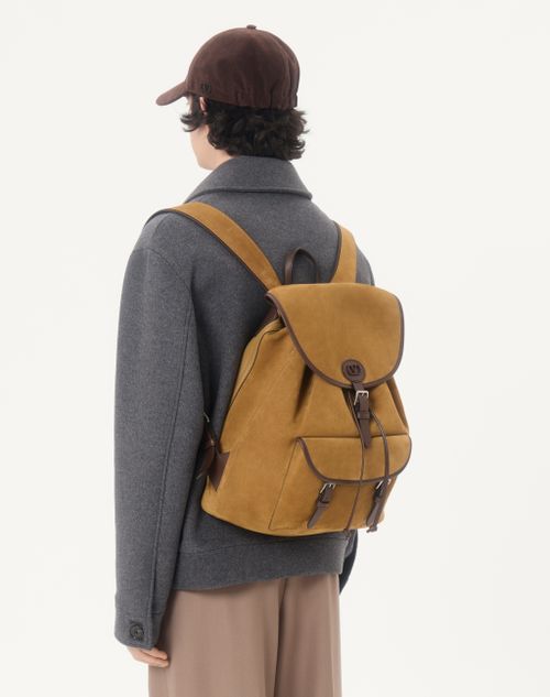 Valentino Garavani - Zaino Valentino Garavani Antibes In Suede - Havana Beige - Uomo - Zaini