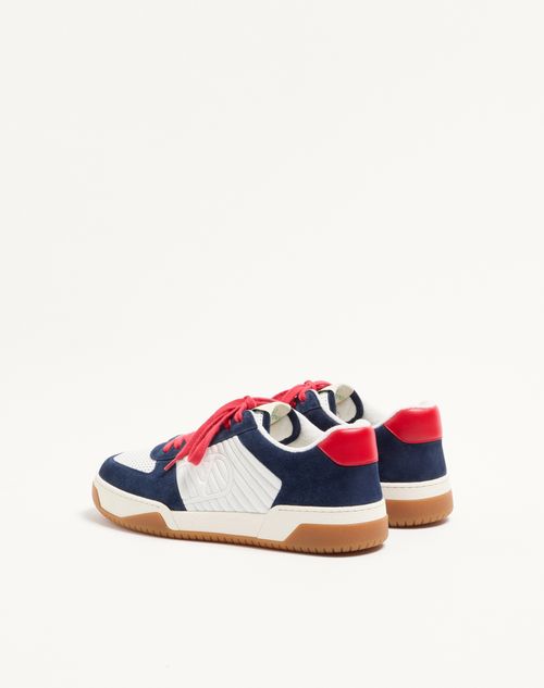 Valentino Garavani - Sparry Trainer In Split Leather And Nappa - Cobalt/white/coral - Man - Sneakers
