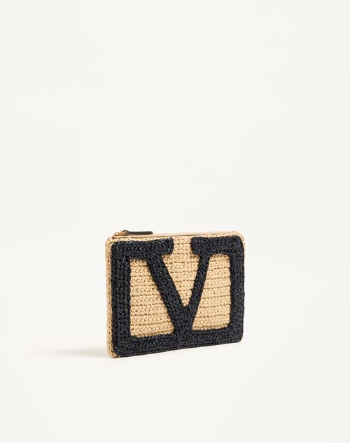Valentino Garavani - Valentino Garavani Viva Superstar Small Pouch In Synthetic Raffia - Natural - Woman - Clutches