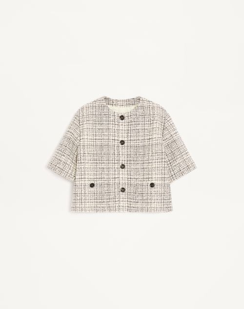 Valentino - Square Tweed Jacket - Vanilla/black - Woman - Jackets And Blazers